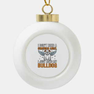Bulldog Guardian Angel Vintage Dog Lover Shirt Des Ceramic Ball Christmas Ornament