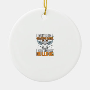 Bulldog Guardian Angel Vintage Dog Lover Shirt Des Ceramic Tree Decoration