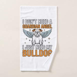 Bulldog Guardian Angel Vintage Dog Lover Shirt Des Hand Towel