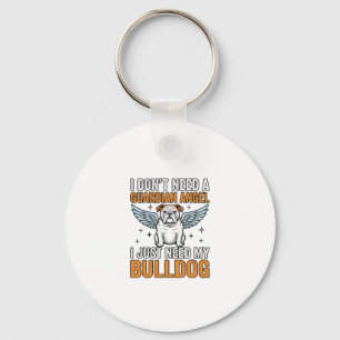 Bulldog Guardian Angel Vintage Dog Lover Shirt Des Key Ring