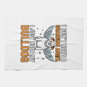 Bulldog Guardian Angel Vintage Dog Lover Shirt Des Tea Towel