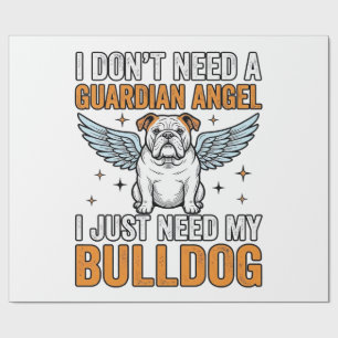 Bulldog Guardian Angel Vintage Dog Lover Shirt Des Wrapping Paper