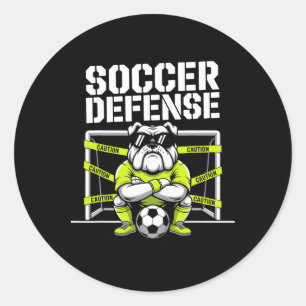 Bulldog Guarding Goal Team Player Position Soccer Classic Round Sticker