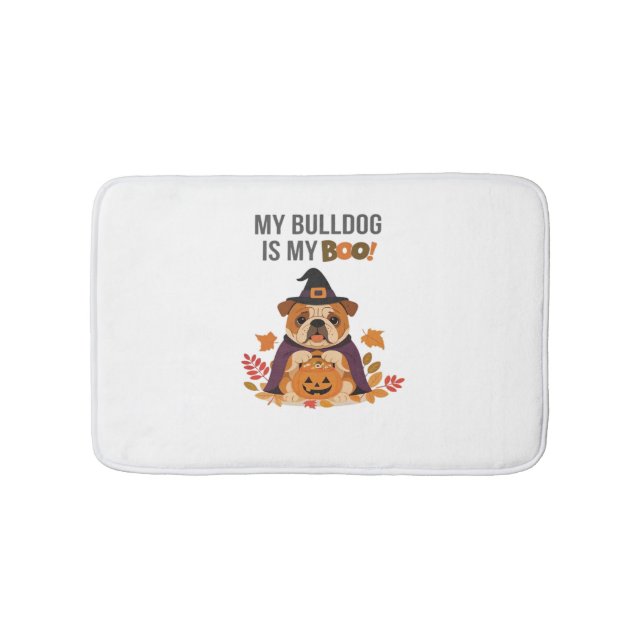 Bulldog Halloween Costume  My Bulldog is My Boo Do Bath Mat (Front)