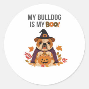 Bulldog Halloween Costume My Bulldog is My Boo Do Classic Round Sticker