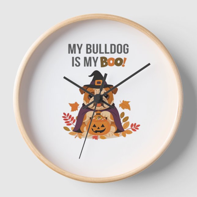 Bulldog Halloween Costume  My Bulldog is My Boo Do Clock (Front)