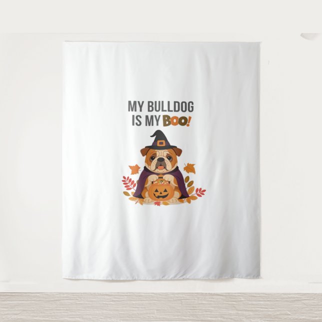 Bulldog Halloween Costume  My Bulldog is My Boo Do Tapestry (Front)