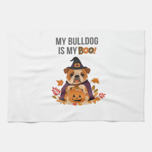 Bulldog Halloween Costume  My Bulldog is My Boo Do Tea Towel