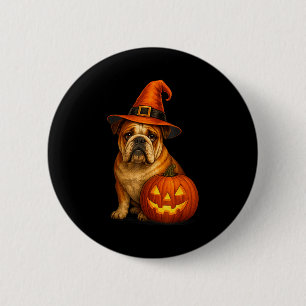 Bulldog Halloween Dog Witch Pumpkin Design Thanksg 6 Cm Round Badge