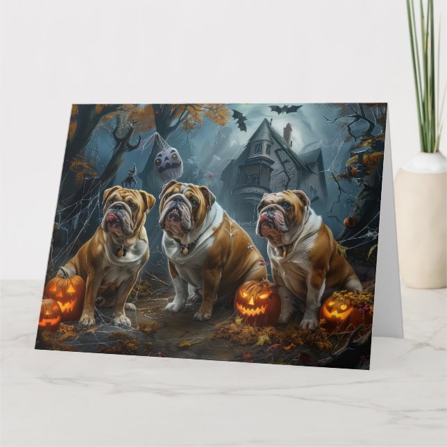 Bulldog Halloween Night Doggy Delight Card (Front)