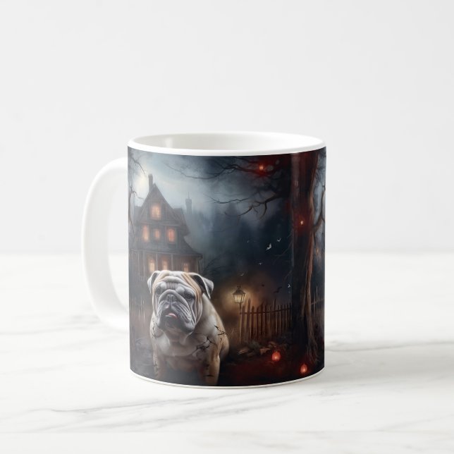 Bulldog Halloween Scary  Coffee Mug (Front Left)
