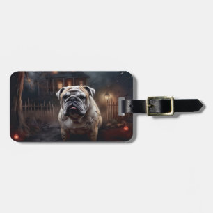 Bulldog Halloween Scary  Luggage Tag