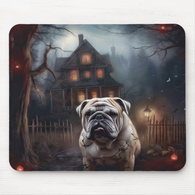 Bulldog Halloween Scary  Mouse Mat (Front)