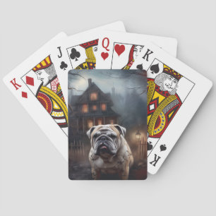 Bulldog Halloween Scary  Playing Cards