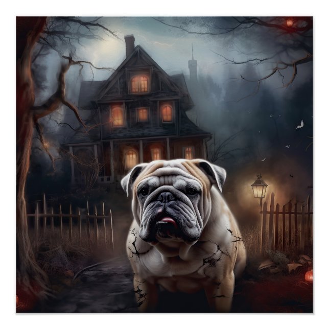Bulldog Halloween Scary  Poster (Front)