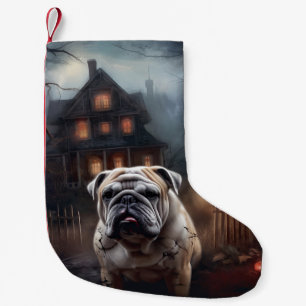 Bulldog Halloween Scary Small Christmas Stocking