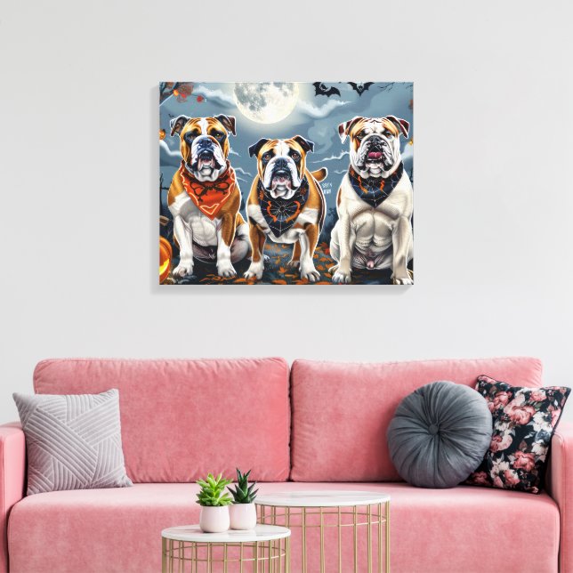 Bulldog Halloween Spooky Canvas Print (Insitu(LivingRoom))