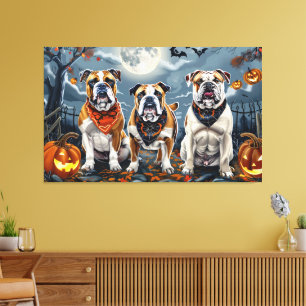 Bulldog Halloween Spooky Canvas Print