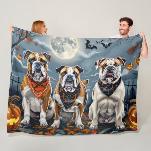 Bulldog Halloween Spooky Fleece Blanket