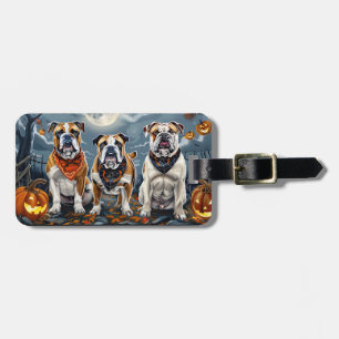 Bulldog Halloween Spooky Luggage Tag