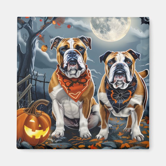 Bulldog Halloween Spooky Magnet (Front)