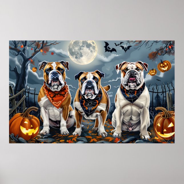 Bulldog Halloween Spooky Poster (Front)