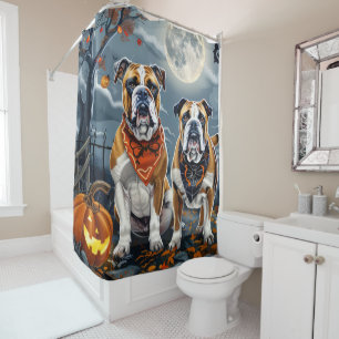 Bulldog Halloween Spooky Shower Curtain