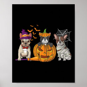 Bulldog Halloween Witch Mummy Pumpkin Fun Dog Love Poster