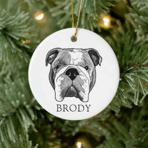 Bulldog Hand Drawing Personalized Ceramic Tree Decoration