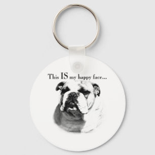 Bulldog Happy Face Key Ring
