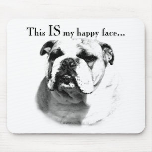 Bulldog Happy Face Mouse Mat