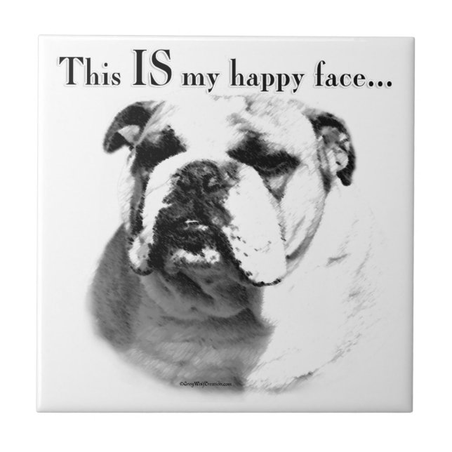 Bulldog Happy Face Tile (Front)