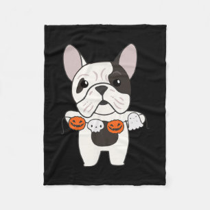 Bulldog Happy Halloween Pumpkin Dogs Halloween  Fleece Blanket