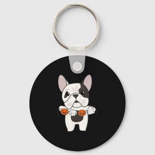 Bulldog Happy Halloween Pumpkin Dogs Halloween Key Ring
