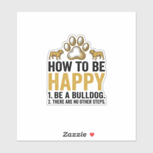 Bulldog Happy Quote Vintage Engraving Dog Lover De