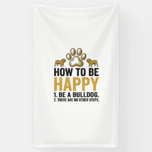 Bulldog Happy Quote Vintage Engraving Dog Lover De Banner