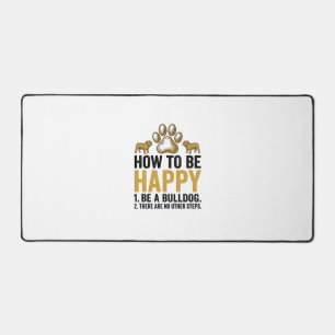 Bulldog Happy Quote Vintage Engraving Dog Lover De Desk Mat