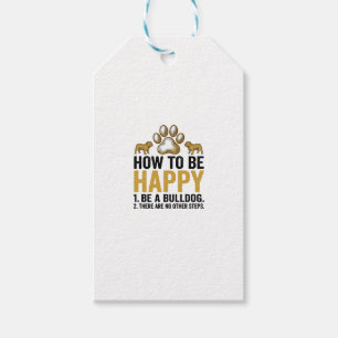 Bulldog Happy Quote Vintage Engraving Dog Lover De Gift Tags