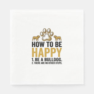 Bulldog Happy Quote Vintage Engraving Dog Lover De Napkin