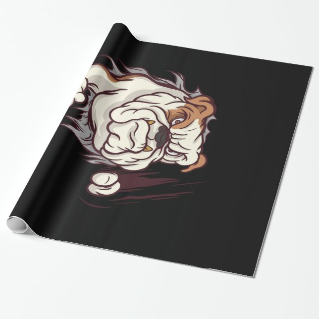 Bulldog Head English Bulldog Lover Wrapping Paper (Unrolled)