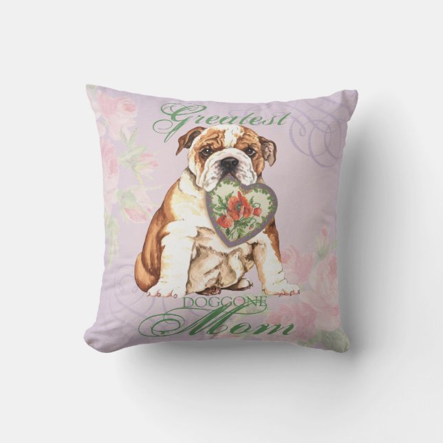 Bulldog Heart Mum Cushion (Front)
