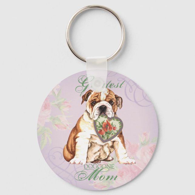 Bulldog Heart Mum Key Ring (Front)