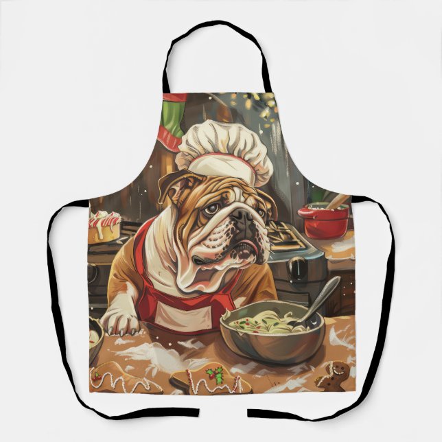 Bulldog Holiday Baking: Festive Christmas  Apron (Front)