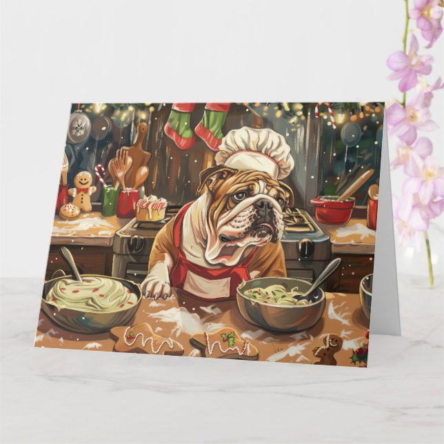 Bulldog Holiday Baking: Festive Christmas  Card (Orchid)