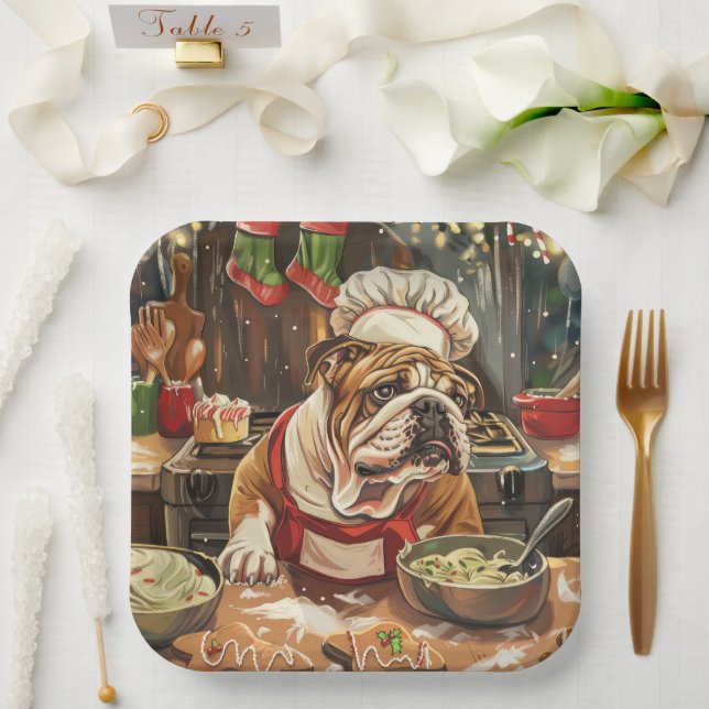 Bulldog Holiday Baking: Festive Christmas  Paper Plate (Wedding)