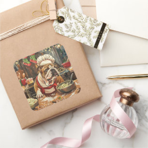 Bulldog Holiday Baking: Festive Christmas  Square Sticker