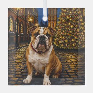 Bulldog Holiday Glass Tree Decoration