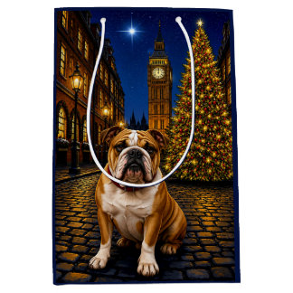 Bulldog Holiday Medium Gift Bag