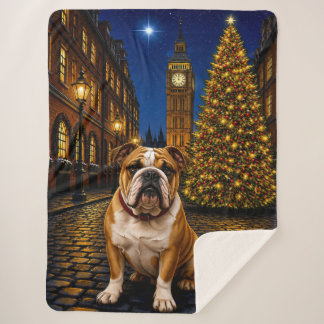 Bulldog Holiday Sherpa Blanket