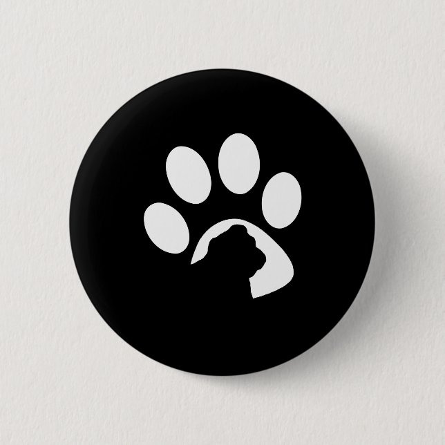 Bulldog Huge Paw Silhouette 6 Cm Round Badge (Front)
